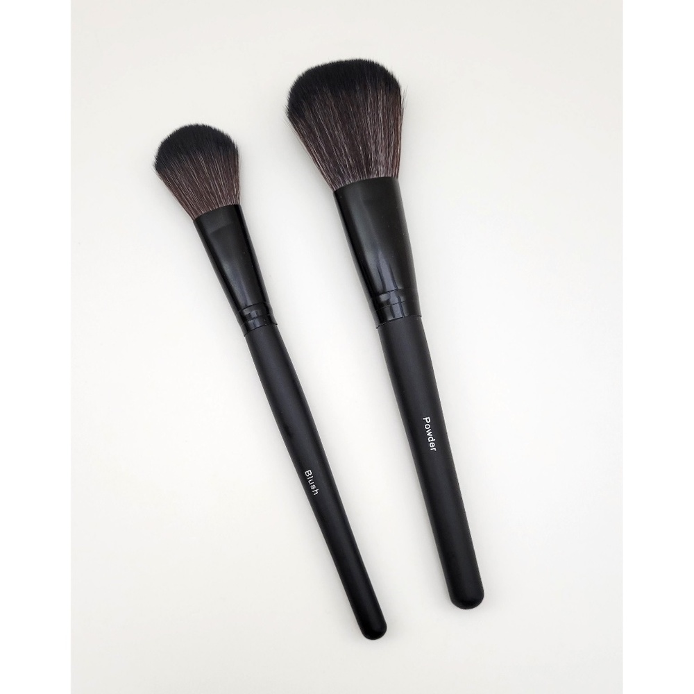 Set of 2 Face Makeup Brushes Blush & Powder beauty cosmetics tools black